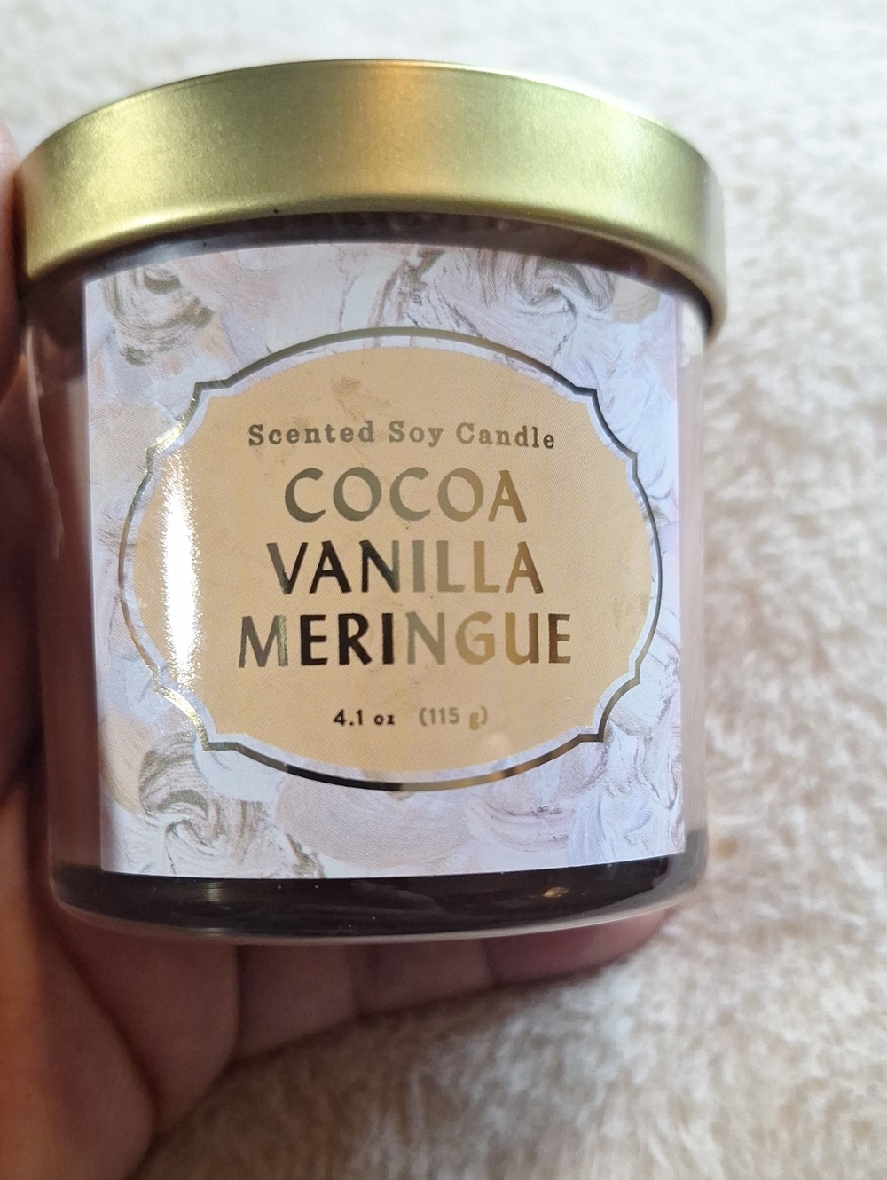 Cocoa Vanilla Meringue Scented Soy Candle - Gold Lid